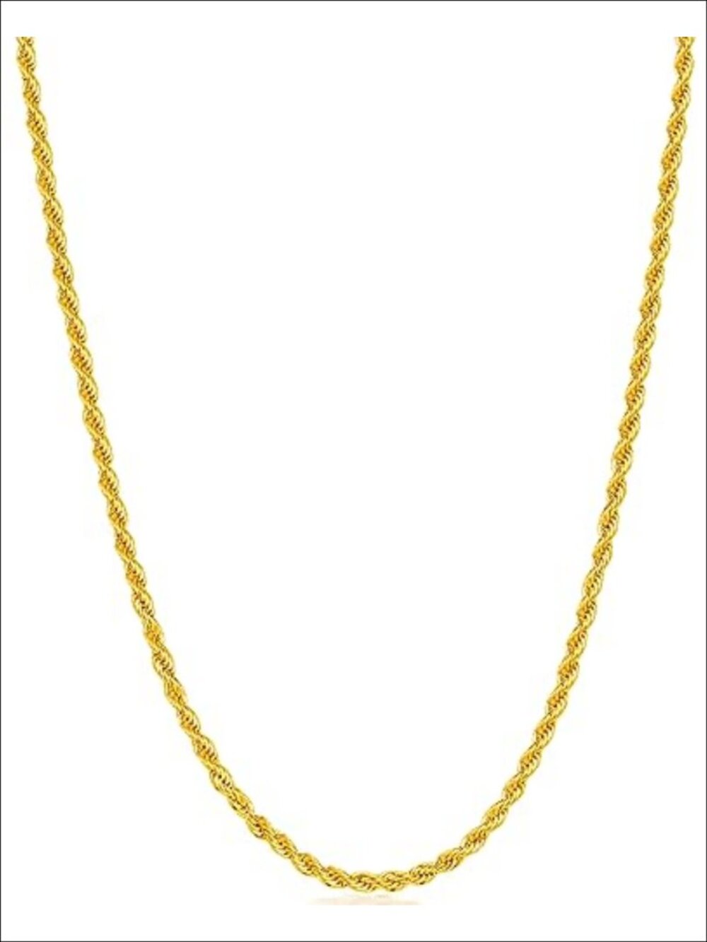 18K Gold Plated Rope Chain Necklace Stainless Steel
